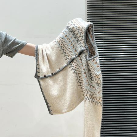 安迪绒长袖针织女秋冬新款提花开衫外套上衣圆领保暖毛衣 服裝批發女裝批發服飾貨源