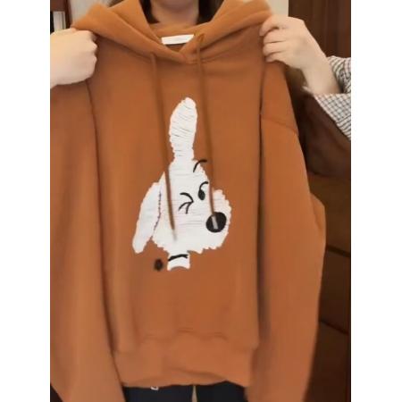 纯棉华棉复合奥粒绒卫衣女秋冬季卡通印花潮连帽保暖上衣 服裝批發女裝批發服飾貨源