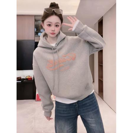 纯棉华棉复合奥粒绒卫衣女秋冬季新款潮宽松连帽保暖上衣 服裝批發女裝批發服飾貨源