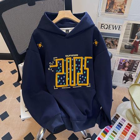 纯棉华棉复合牛奶丝卫衣女初秋新款刺绣花薄宽松连帽上衣 服裝批發女裝批發服飾貨源