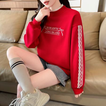 FA52945# 仿华棉复合奥粒春秋薄长袖卫衣女韩版宽松显瘦设计感上衣网红  服裝批發女裝批發服飾貨源