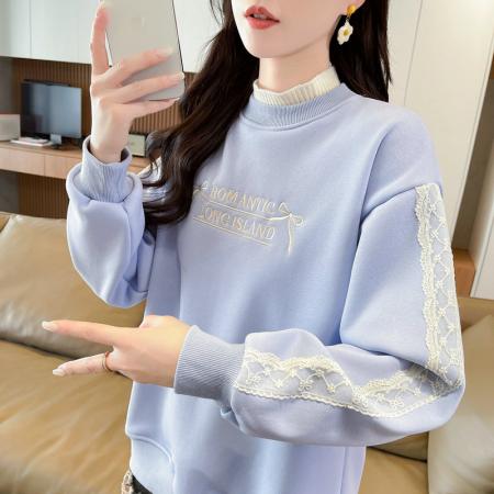 FA52945# 仿华棉复合奥粒春秋薄长袖卫衣女韩版宽松显瘦设计感上衣网红  服裝批發女裝批發服飾貨源