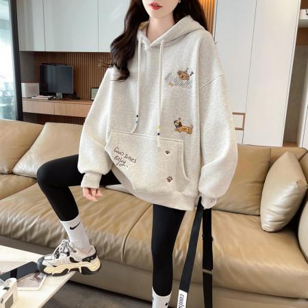 FA52946# 仿华棉复合奥粒春秋薄长袖卫衣女韩版宽松显瘦设计感上衣网红  服裝批發女裝批發服飾貨源