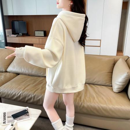 FA52946# 仿华棉复合奥粒春秋薄长袖卫衣女韩版宽松显瘦设计感上衣网红  服裝批發女裝批發服飾貨源