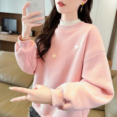 FA52947# 仿华棉复合奥粒春秋薄长袖卫衣女韩版宽松显瘦设计感上衣网红  服裝批發女裝批發服飾貨源