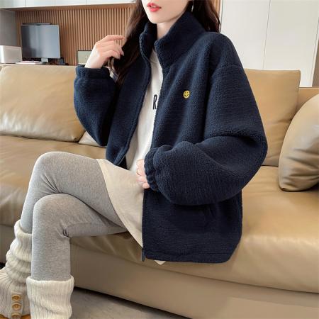 FA52949# 首发双面米粒绒爆款上衣大码复古宽松开衫加厚卫衣女  服裝批發女裝批發服飾貨源