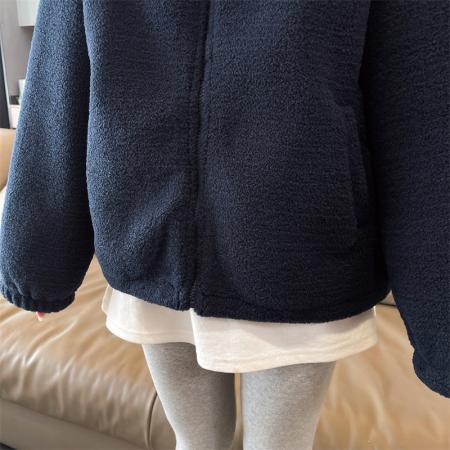 FA52949# 首发双面米粒绒爆款上衣大码复古宽松开衫加厚卫衣女  服裝批發女裝批發服飾貨源