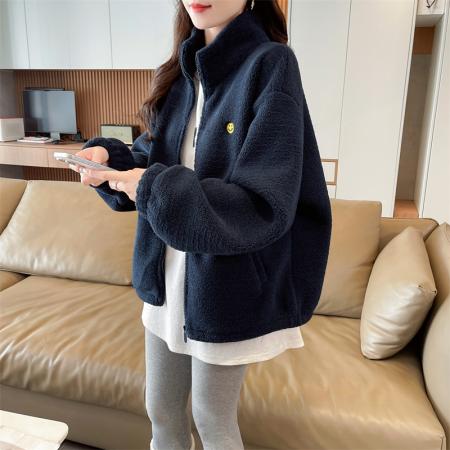 FA52949# 首发双面米粒绒爆款上衣大码复古宽松开衫加厚卫衣女  服裝批發女裝批發服飾貨源