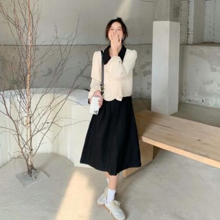 FA52958# 早春新款大码女装法式复古短款上衣别致长袖衬衫  服裝批發女裝批發服飾貨源