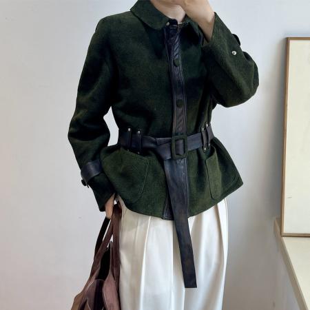 FA52985# 法式复古高级感皮衣夹克外套秋新款女洋气百搭常规绒面复古宽松  服裝批發女裝批發服飾貨源