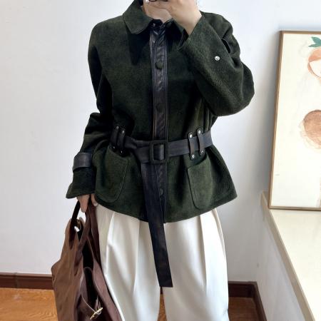 FA52985# 法式复古高级感皮衣夹克外套秋新款女洋气百搭常规绒面复古宽松  服裝批發女裝批發服飾貨源