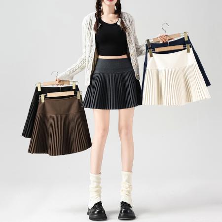 FA52994# 毛呢百褶秋冬韩风显瘦百搭防走光短裤超短半身裙裙子女  服裝批發女裝批發服飾貨源