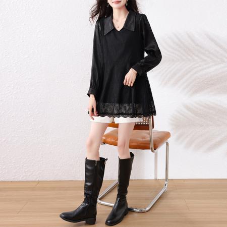 FA53011# 大码衬衫上衣女春新款蕾丝小衫胖mm遮肉减龄宽松显瘦上衣  服裝批發女裝批發服飾貨源