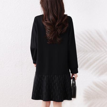 FA53012# 宽松时尚假两件连衣裙女春新款气质显瘦大码中长裙  服裝批發女裝批發服飾貨源