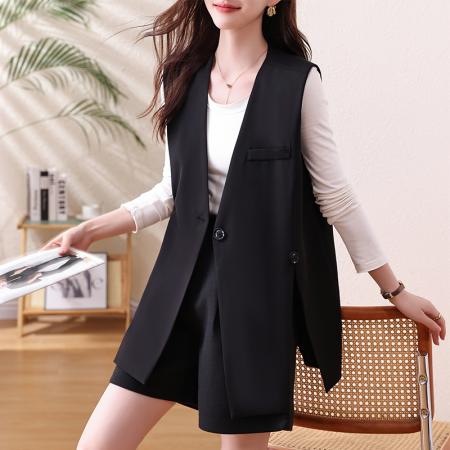 FA53016# 西装马甲女春新款大码坎肩宽松时尚胖mm潮流马甲  服裝批發女裝批發服飾貨源