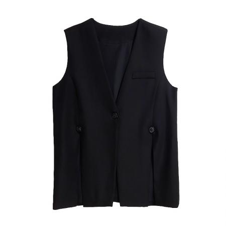 FA53016# 西装马甲女春新款大码坎肩宽松时尚胖mm潮流马甲  服裝批發女裝批發服飾貨源