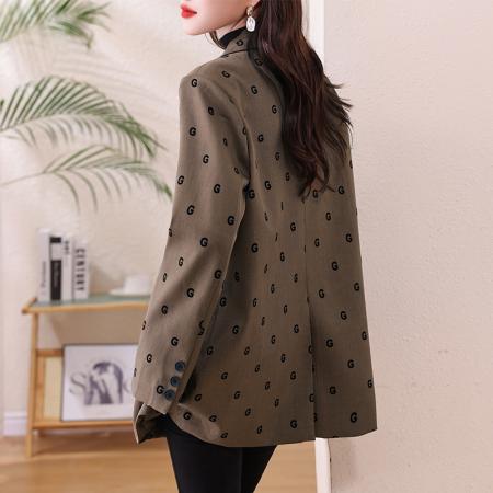 FA53018# 大码设计感西装外套女春新款胖mm宽松开衩气质显瘦西服外套  服裝批發女裝批發服飾貨源