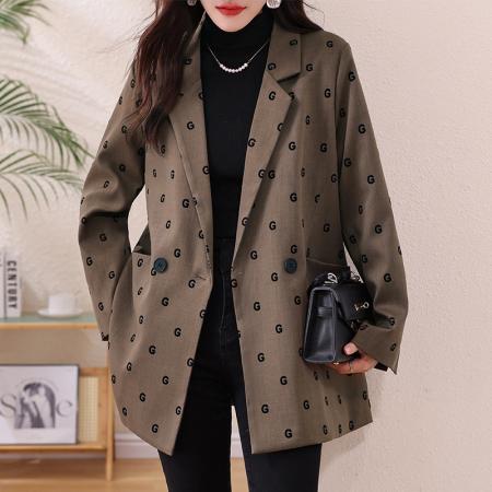 FA53018# 大码设计感西装外套女春新款胖mm宽松开衩气质显瘦西服外套  服裝批發女裝批發服飾貨源