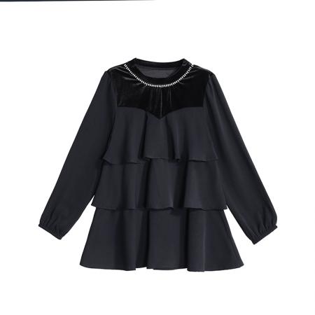 FA53020# 时尚钉珠大码上衣女春新款气质小衫洋气时尚胖mm巨显瘦  服裝批發女裝批發服飾貨源