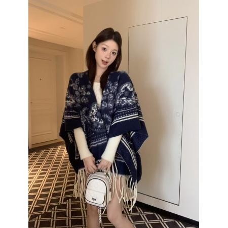 FA53026# 水墨画花纹围巾秋围脖韩版百搭高级感保暖斗篷披肩  服裝批發女裝批發服飾貨源