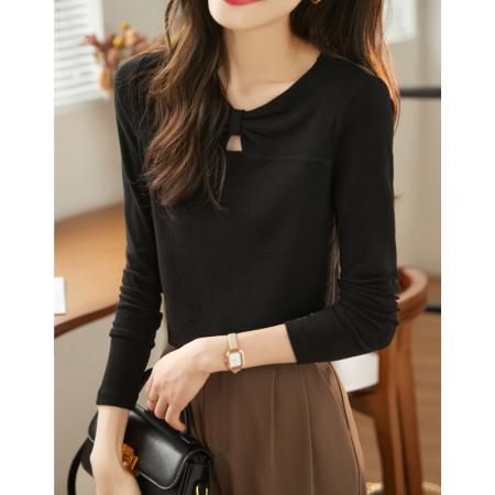 FA53047# 灯芯绒针织T恤女长袖春装新款内搭磨绒V领打底衫上衣  服裝批發女裝批發服飾貨源