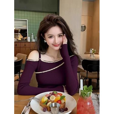 FA53063# 不规则斜肩露...