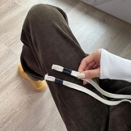 FA53067# 秋冬季雪尼尔裤子女新款加绒加厚运动裤外穿显瘦高腰束脚哈伦裤女  服裝批發女裝批發服飾貨源