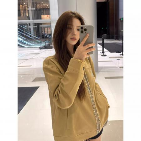 FA53069# 美式复古刺绣工装夹克外套女新款秋季宽松休闲情侣上衣潮  服裝批發女裝批發服飾貨源