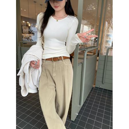 FA53074# 图独特超好看镂空磨毛打底衫女秋冬新款修身显瘦内搭上衣  服裝批發女裝批發服飾貨源