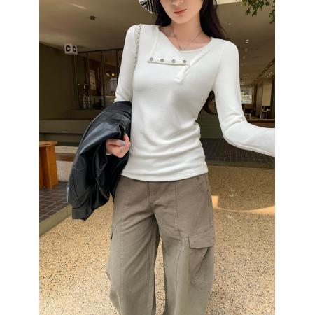 FA53075# 图设计感斜领...