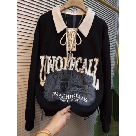 FA53101# 2-300斤大码女春秋新款慵懒风宽松上衣长袖胖mm时尚洋气卫衣外套  服裝批發女裝批發服飾貨源