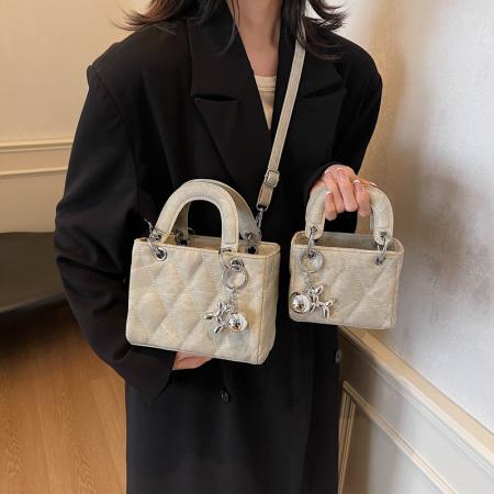 TJ2230# 斜挎包法式小香风洋气时尚手提戴妃包简约菱格纯色迷你百搭包包女