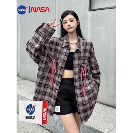 FA53119# 联名蝴蝶结氛围感格子衬衫女长袖韩版潮流宽松防晒开衫外套bf 服裝批發女裝批發服飾貨源