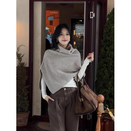 FA53148# IAMJAM“秋冬披肩”秋季新款毛衣百搭叠穿羊毛针织显瘦保暖上衣女 服裝批發女裝批發服飾貨源