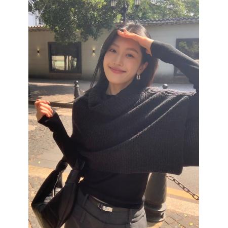 FA53148# IAMJAM“秋冬披肩”秋季新款毛衣百搭叠穿羊毛针织显瘦保暖上衣女 服裝批發女裝批發服飾貨源