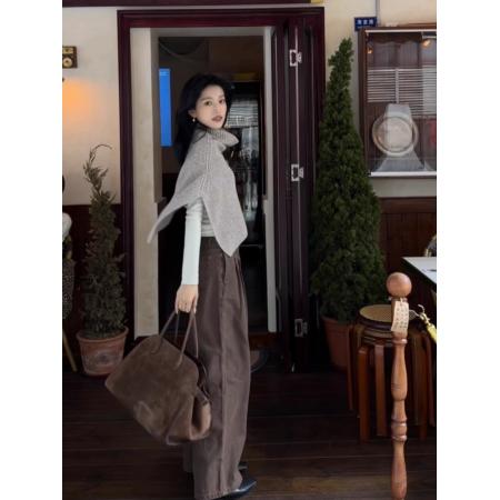 FA53148# IAMJAM“秋冬披肩”秋季新款毛衣百搭叠穿羊毛针织显瘦保暖上衣女 服裝批發女裝批發服飾貨源