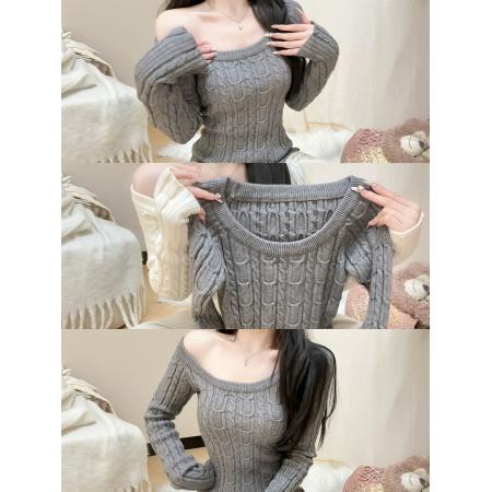 FA53154# 藏蓝色粗线绞花内搭打底针织毛衣女秋冬季巨好看韩系漂亮上衣 服裝批發女裝批發服飾貨源