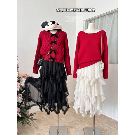 FA53167# 荷叶边不规则多层网纱蛋糕裙中长款高腰A字仙女半裙 服裝批發女裝批發服飾貨源