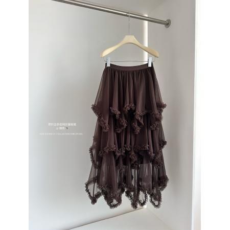 FA53167# 荷叶边不规则多层网纱蛋糕裙中长款高腰A字仙女半裙 服裝批發女裝批發服飾貨源