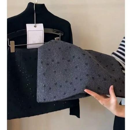 FA53181# 重工亮片毛呢短裙女秋冬新款韩版高腰显瘦A字裙小香风半身裙 服裝批發女裝批發服飾貨源