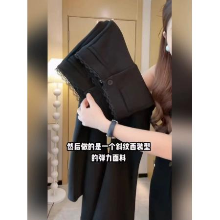 FA53184# 黑色西装微喇叭裤子女秋冬新款小个子修身显瘦休闲超模马蹄裤 服裝批發女裝批發服飾貨源