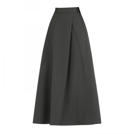 FA53186# 灰色西装百褶半身裙女高腰遮胯垂坠感a字裙中长款大摆伞裙 服裝批發女裝批發服飾貨源