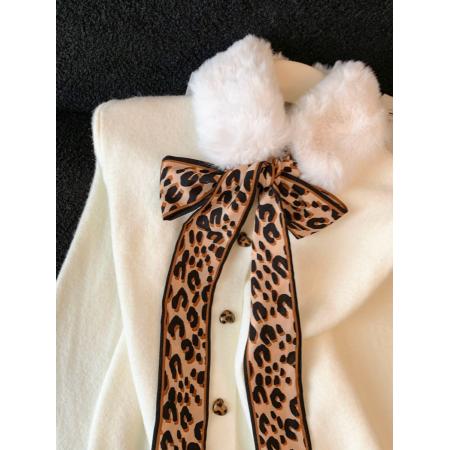 FA53188# 新年穿搭可拆卸豹纹丝巾围脖毛衣开衫女冬季独特减龄气质显瘦上衣 服裝批發女裝批發服飾貨源