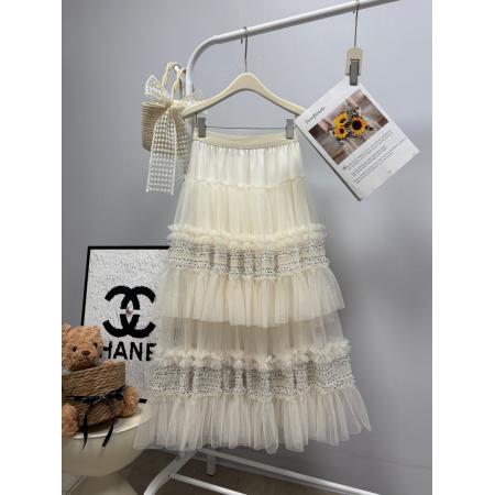 FA53190# 法式新款重工木耳边拼接波点蛋糕裙长款超仙绝美纱裙半身裙 服裝批發女裝批發服飾貨源