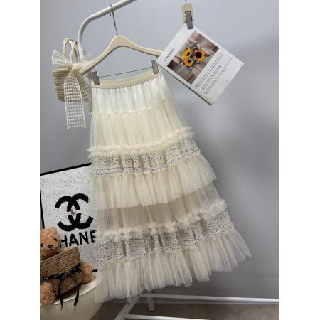 FA53190# 法式新款重工木耳边拼接波点蛋糕裙长款超仙绝美纱裙半身裙 服裝批發女裝批發服飾貨源