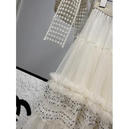 FA53190# 法式新款重工木耳边拼接波点蛋糕裙长款超仙绝美纱裙半身裙 服裝批發女裝批發服飾貨源