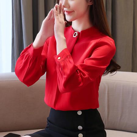 FA53216# 春装新款女装大码胖mm仿真丝黄色雪纺衫衬衫上衣女打底衫 服裝批發女裝批發服飾貨源