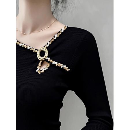 FA53222# 秋冬美式复古甜辣妹长袖打底衫女内搭独特绝美修身显瘦上衣 服裝批發女裝批發服飾貨源