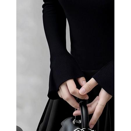 FA53222# 秋冬美式复古甜辣妹长袖打底衫女内搭独特绝美修身显瘦上衣 服裝批發女裝批發服飾貨源