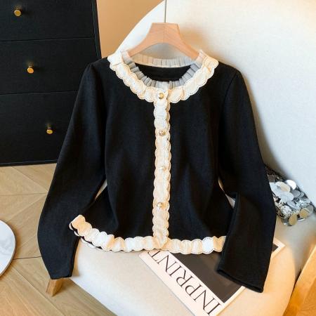 FA53232# 小香风蕾丝花边衬衫女早春新款设计感拼接时尚显瘦衬衣 服裝批發女裝批發服飾貨源